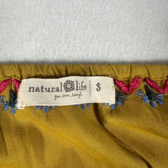 Natural Life Embroidered Strappy Dress Yellow Floral Boho Festival S Beach Vaca - Picture 2 of 6